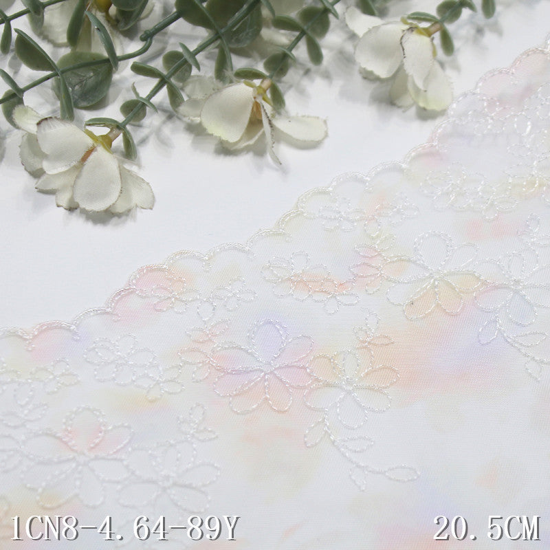 【1pack】-freedombeauty|Orange Floral Print Mesh Gentle Fresh Small Lace Embroidery Lightweight Lolita Skirt Edge Neckline Accessories DIY