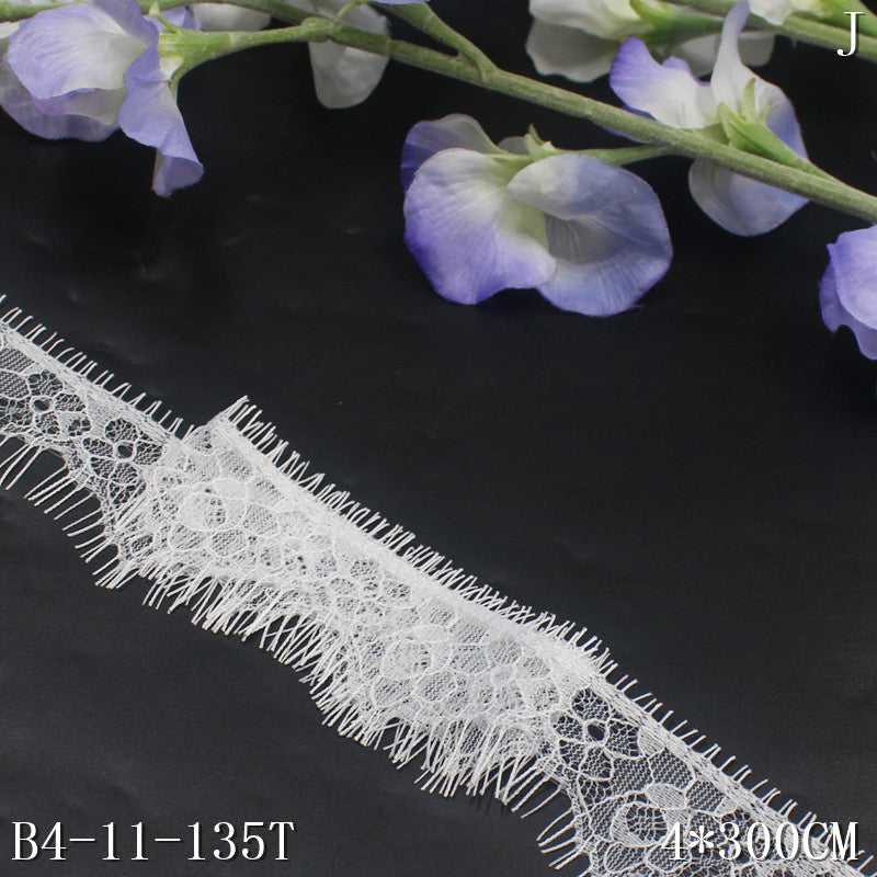 freedombeauty|Black and White Single Wave Retro Flower Lightweight Non-Elastic Eyelash Clothing Home Textile 4cm Lace Trim DIY