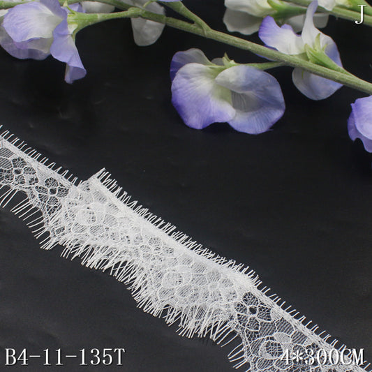 freedombeauty|Black and White Single Wave Retro Flower Lightweight Non-Elastic Eyelash Clothing Home Textile 4cm Lace Trim DIY