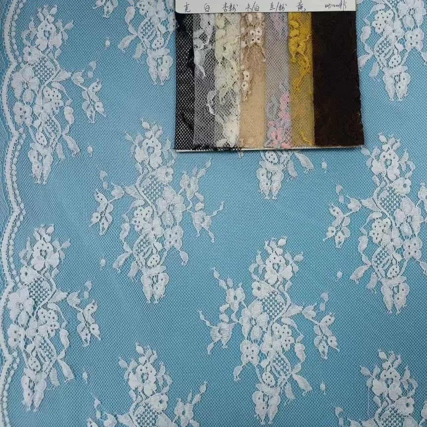 freedombeauty|Brocade Cotton Lace Fabric Diamond Pattern Flower Cut Lace Fabric for Women's Clothing Dresses Wedding Dresses Full Mesh