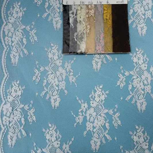 freedombeauty|Brocade Cotton Lace Fabric Diamond Pattern Flower Cut Lace Fabric for Women's Clothing Dresses Wedding Dresses Full Mesh