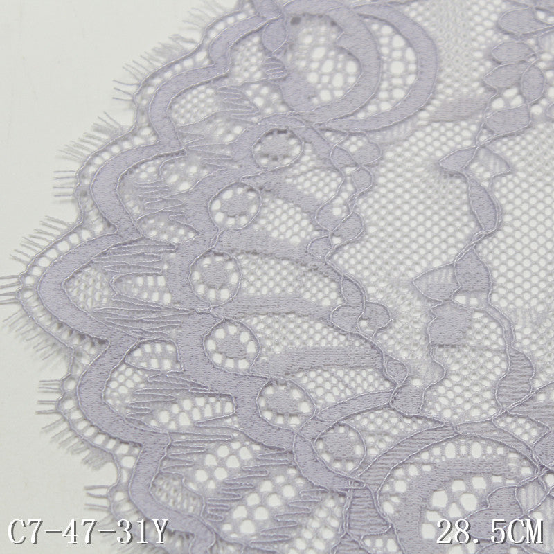 freedombeauty|Blue Double Wave Retro Flower Lightweight Elastic Eyelash 28cm Lingerie Dance Costume Lace Trim Accessories