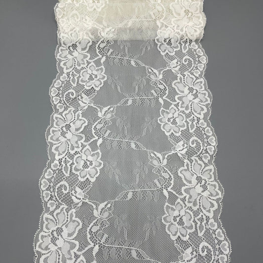 freedombeauty|21CM Lace Trim Elastic Lace Trim Rose Flower Shape Dense Pressed Yarn Accessories