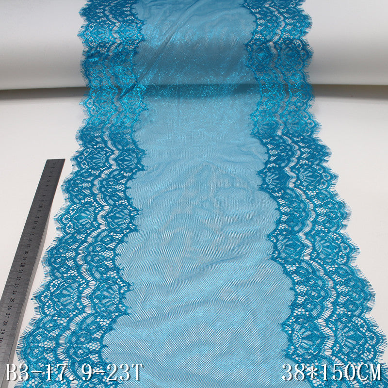 freedombeauty|Blue Double-Sided French Crown Silver Stamping Non-Elastic Eyelash 38cm Curtain Sofa Cushion Lace Trim Accessories