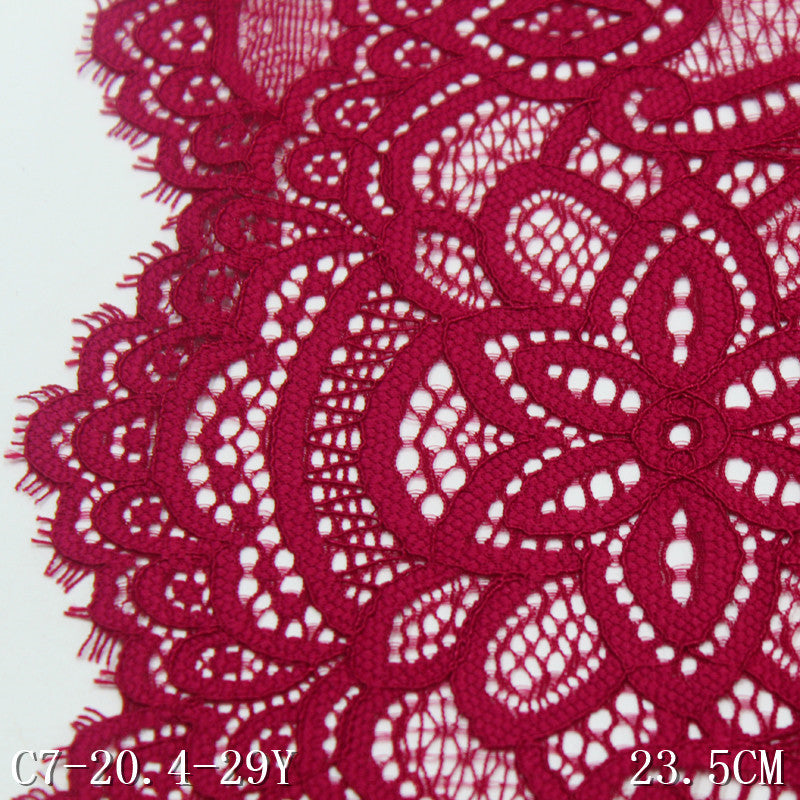 freedombeauty|Red Double-Sided Wavy Ethnic Style Elastic Eyelash Lace Trim Clothing Curtain 23cm Lace Trim Accessories