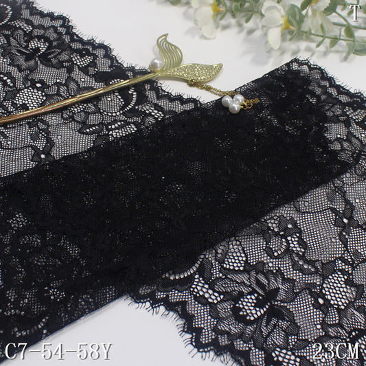 freedombeauty|Black Full Pattern Retro Flower Lightweight Stretch Eyelash Garment Home Textile Lace Trim DIY