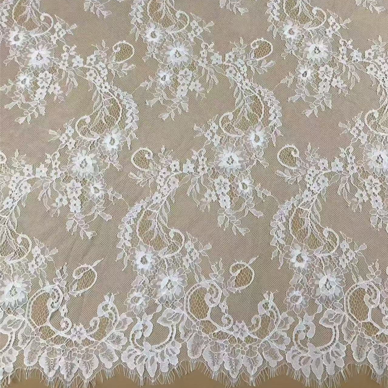freedombeauty|Classic Lightweight Eyelash Lace One Piece Three Yards Trim Black and White Decoration Fabric for Skirts, Tops, Wedding Dresses