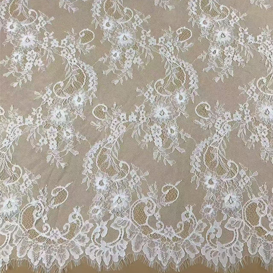 freedombeauty|Classic Lightweight Eyelash Lace One Piece Three Yards Trim Black and White Decoration Fabric for Skirts, Tops, Wedding Dresses