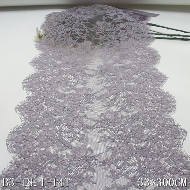 freedombeauty|Gray Purple Double-Sided Vintage Flower Non-Elastic Eyelash 33cm Curtain Sofa Cushion Lace Trim DIY