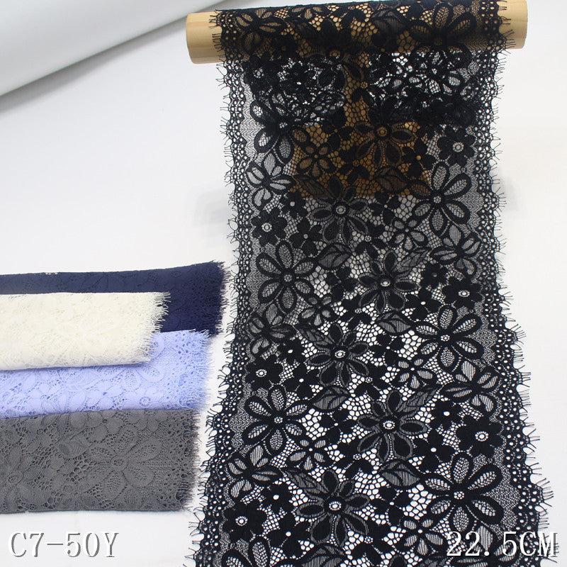 freedombeauty|Multicolor Double-Sided Full Elastic Fresh Style Eyelash Lace Trim for Clothing and Curtains 22cm Lace Trim Accessories