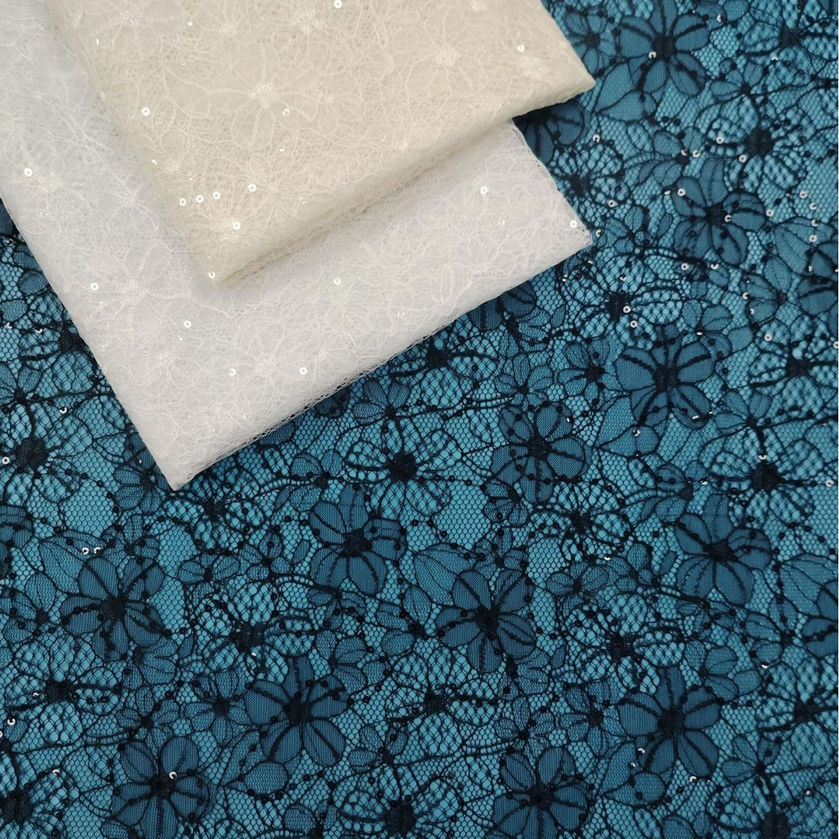 freedombeauty|Sequin New Full Polyester Non-Elastic Embroidered Plum Blossom Lace Fabric Sequin Trim Mesh European and American Dress Skirt Fabric