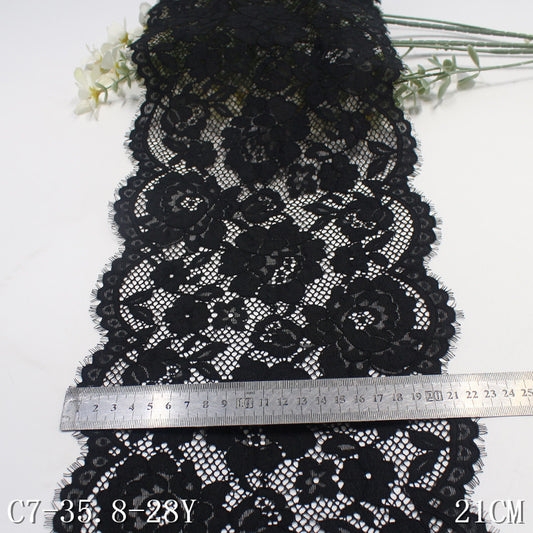 freedombeauty|Multicolor Thread Double-Sided Wavy Flower Elastic Eyelash Lace Trim Performance Costume Curtain Lace Trim Accessories