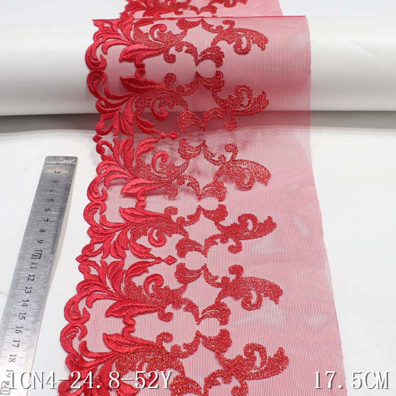 【1pack】-Freedombeauty | Two-Color Mesh Polyester Thread Thorns with Gold Thread Embroidery Lace DIY Accessories Curtain Sofa Cushion Lace