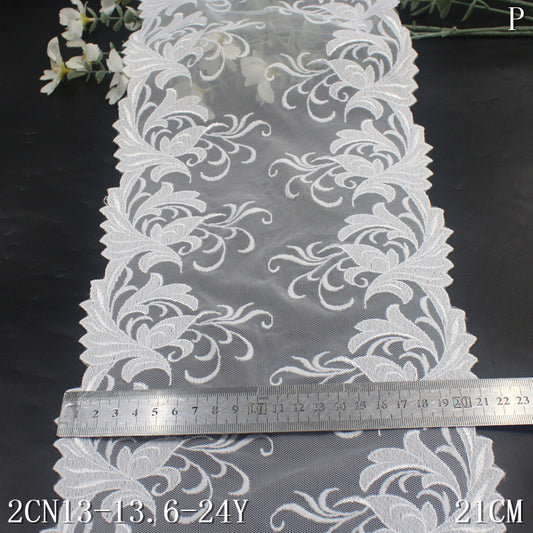 【1pack】-freedombeauty|Bleached Color Double-Sided Chinese Style Pattern Mesh Embroidery Trim Curtain Sofa Cushion Lace Trim DIY Accessories