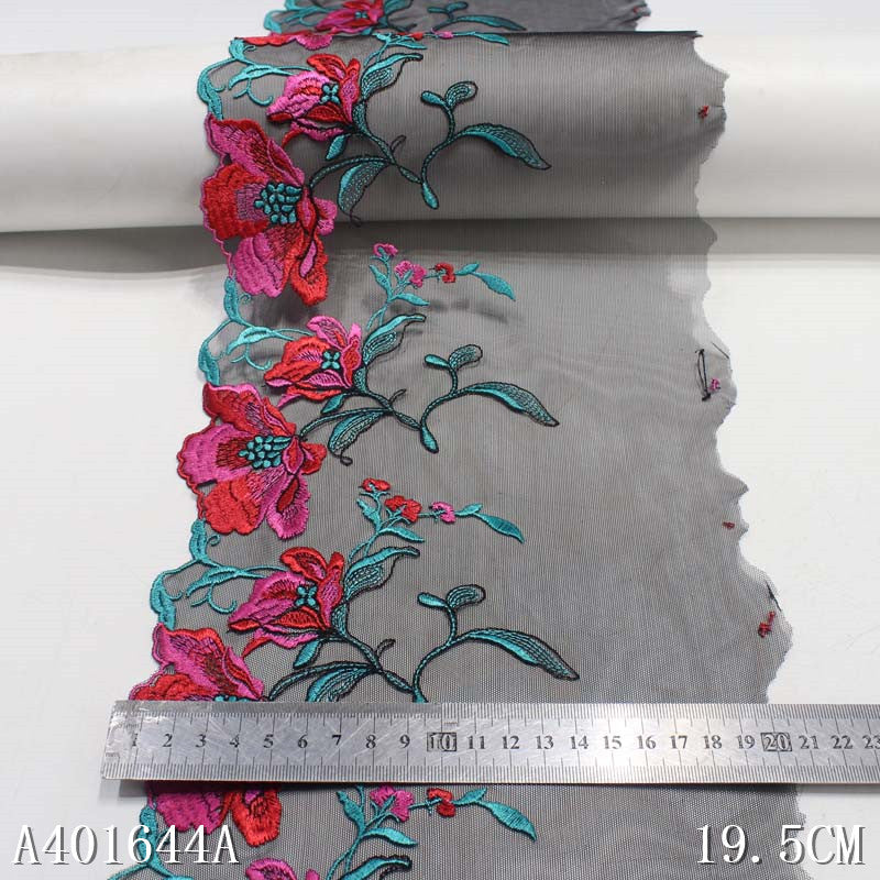 【1pack】-freedombeauty|Two-Color Single-Sided 3D Flower Pattern Embroidery Trim DIY Accessories for Underwear Skirt Hem Curtain Trim