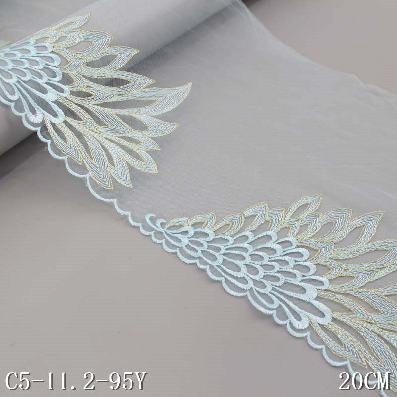 【1pack】-freedombeauty|Phoenix Single-Sided Three-Dimensional Embroidery with Gold Thread Transparent Mesh Embroidery Performance Costume Accessories Embroidery Lace