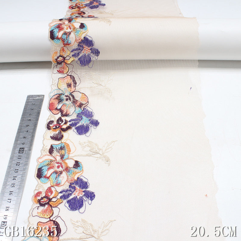 【1pack】-freedombeauty|Custom Skin Tone Mesh Bottom Colorful Flower Knitted Embroidery Lace Women's DIY Handmade Bedding Accessories Underwear