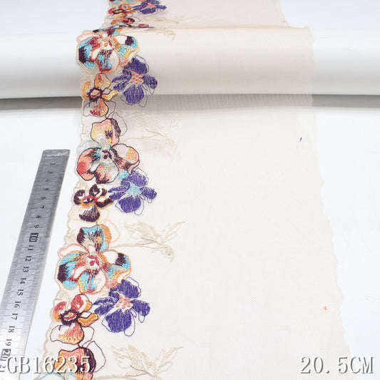 【1pack】-freedombeauty|Custom Skin Tone Mesh Bottom Colorful Flower Knitted Embroidery Lace Women's DIY Handmade Bedding Accessories Underwear
