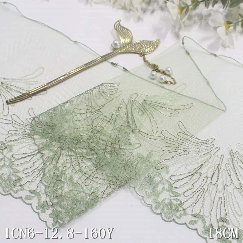 【1pack】-freedombeauty|Multicolor Mesh Ancient Style Single Edge Gold Thread Small Flower Embroidery Trim Curtain Sofa Cushion Lace Trim Accessories