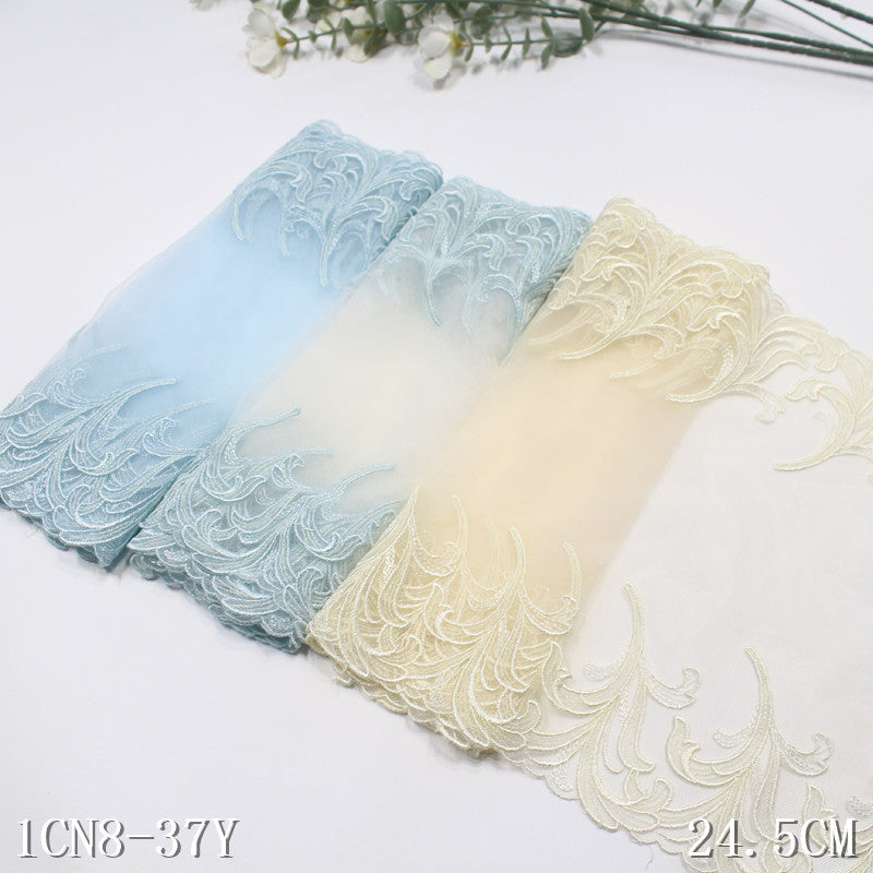 【1pack】-Freedombeauty | Multi-Color Single Bilateral National Style Pattern Mesh Embroidery Lace Curtain Sofa Cushion Lace Accessories DIY