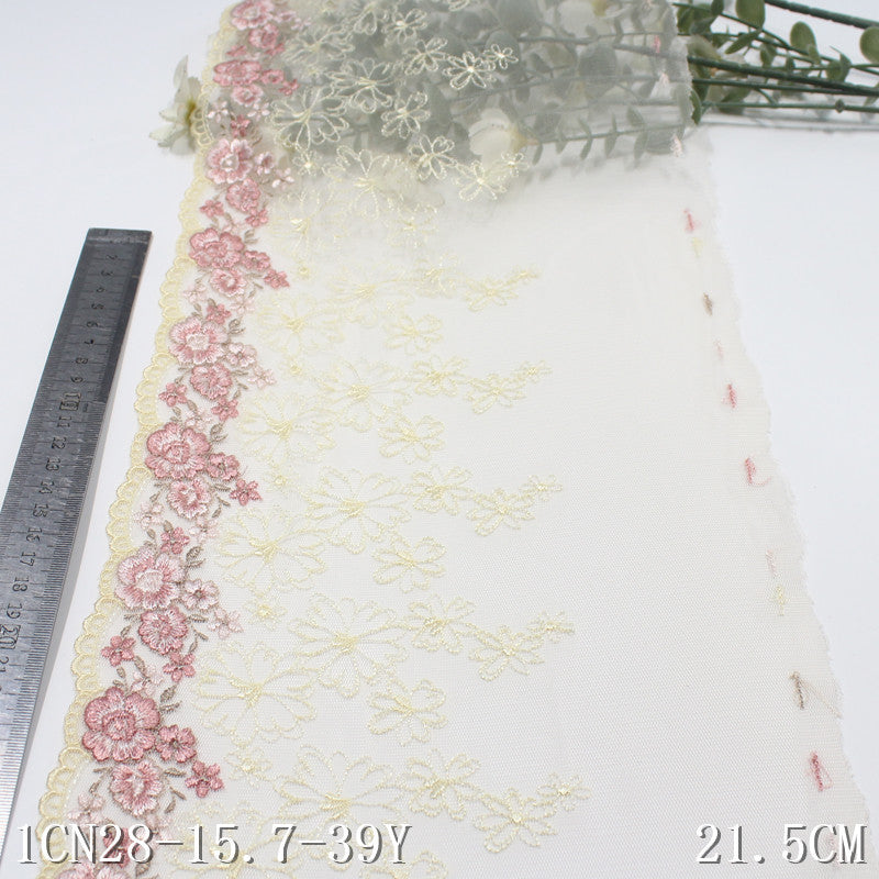 【1pack】-freedombeauty|Orange Mesh French Single-Sided Exquisite Flower Embroidery Trim Curtain Sofa Cushion Lace Trim Accessories