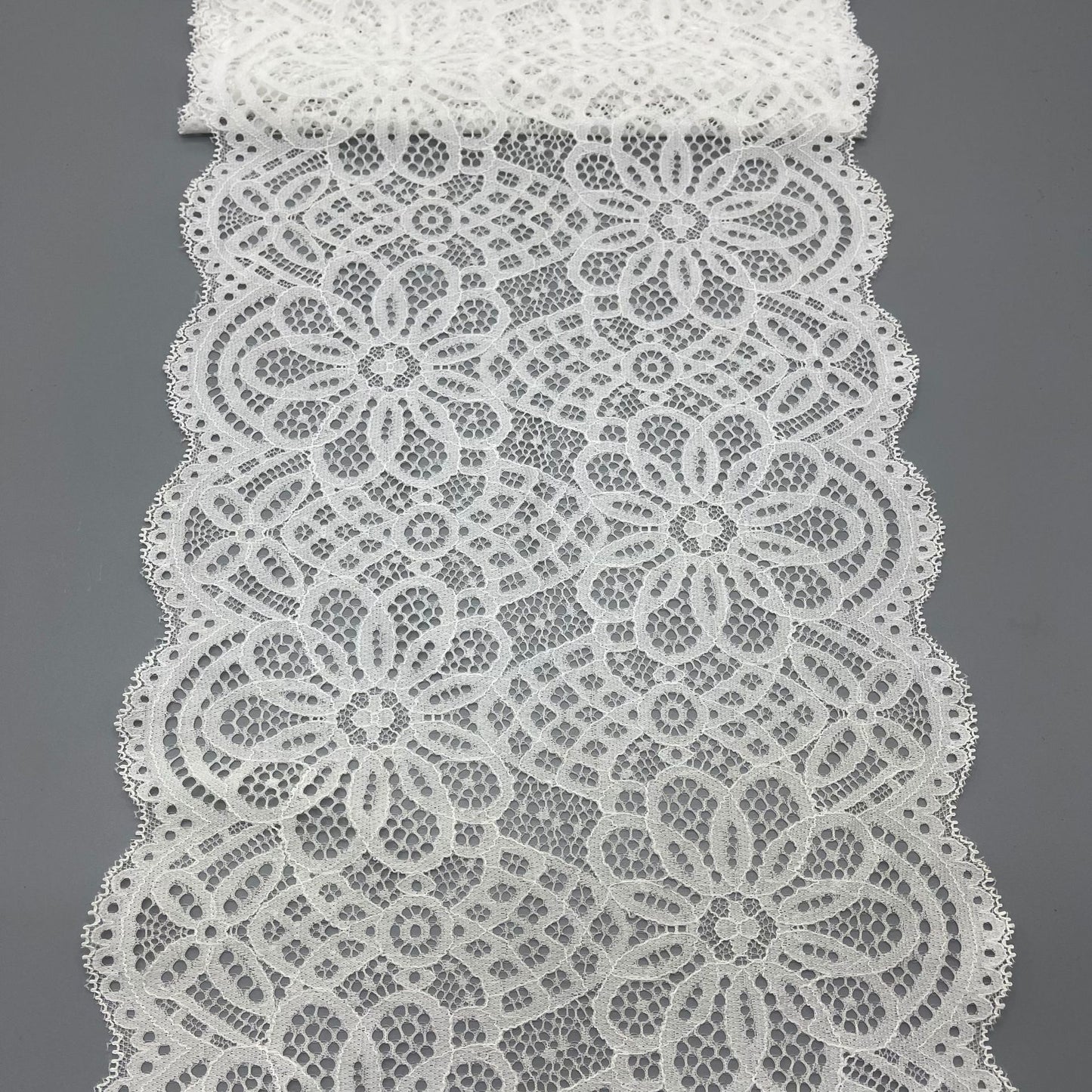 freedombeauty|24cm Elastic Lace Hollow White Lace Trim Nylon Wedding Dress Accessories Decorative Lace DIY Making