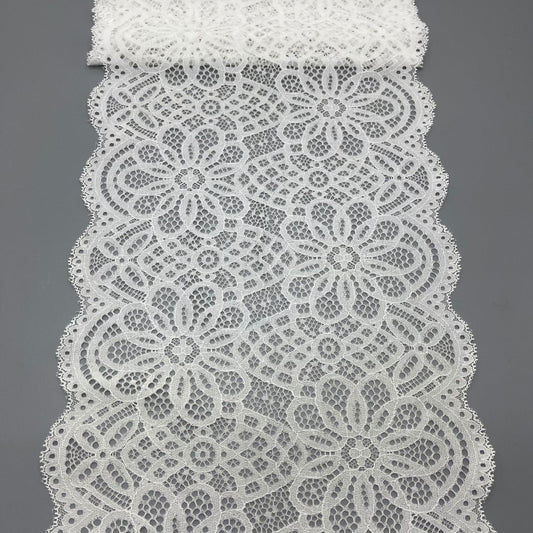 freedombeauty|24cm Elastic Lace Hollow White Lace Trim Nylon Wedding Dress Accessories Decorative Lace DIY Making