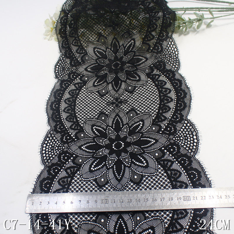 freedombeauty|Multicolor Double-Sided Wavy Vintage Elastic Eyelash Lace Trim Performance Costume Curtain 24cm Lace Trim Accessories