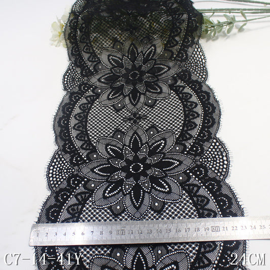 freedombeauty|Multicolor Double-Sided Wavy Vintage Elastic Eyelash Lace Trim Performance Costume Curtain 24cm Lace Trim Accessories