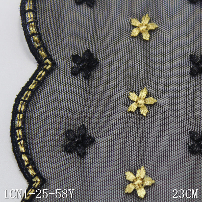 【1pack】-Freedombeauty | Single Side Half Two-Color Small Floral Stretch Embroidery Lace Curtain Sofa Cushion Lace Accessories DIY