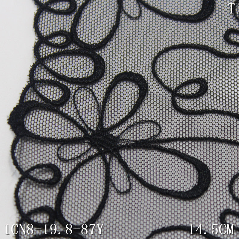 【1pack】-freedombeauty|Black and White Single Edge Fresh Butterfly Pattern Mesh Embroidery 14cm Clothing Home Textile Lace Trim DIY