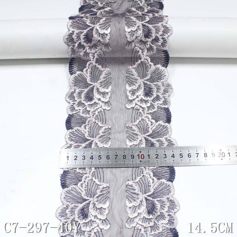 【1pack】-freedombeauty|In Stock Glossy Polyester Thread Double-Sided Symmetrical Flower Hexagonal Mesh Bottom Clothing Accessories Embroidery Lace Trim
