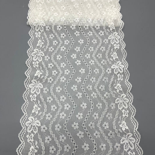 freedombeauty|20cm Elastic Lace White Wedding Dress Lace Trim Hollow Lace Nylon Design DIY Lace