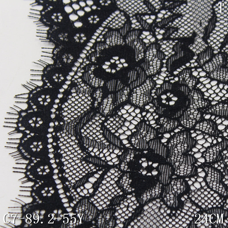 freedombeauty|Black and White Double Wave Retro Flower Lightweight Elastic Eyelash 24cm Clothing Lingerie Lace Trim DIY