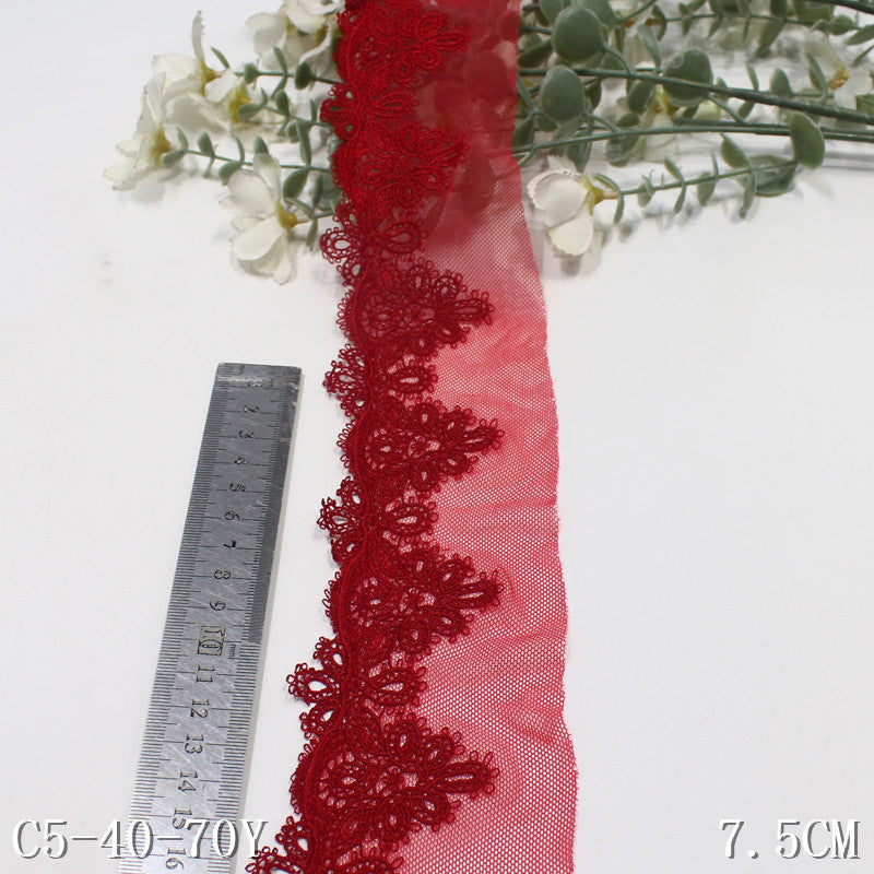 【1pack】-freedombeauty|Two-Color Single-Sided Ancient Style Water-Soluble Pattern Mesh Embroidery 7cm Clothing Hair Accessories Lace Trim Accessories