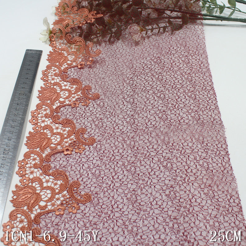 【1pack】-freedombeauty|Red Mesh Single-Sided Ancient Style Flower Water-Soluble Embroidery Trim Clothing Home Textile Lace Trim DIY Accessories