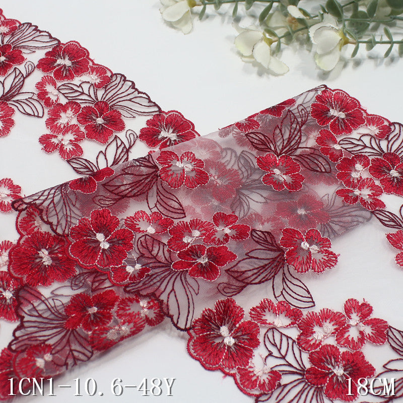 【1pack】-Freedombeauty | Multicolor Mesh Bilateral Vintage Flower Embroidery Lace 18cm Curtain Sofa Cushion Lace Accessories