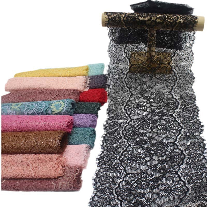 freedombeauty|Multicolor Double Wave Center Vintage Flower Non-Elastic Eyelash Lace Trim Clothing Home Textile Lace Trim Accessories DIY