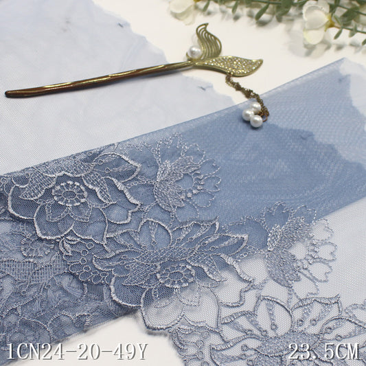 【1pack】-Freedombeauty | Multi-Color Mesh Unilateral Ancient Style Flower Embroidery Lace 23cm Clothing Home Textile Lace Accessories DIY