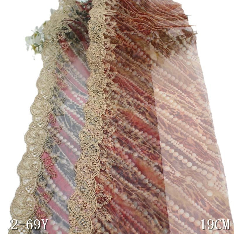 【1pack】-freedombeauty|Two-tone Printed Mesh Single-sided Water-soluble Pattern Embroidery Lace DIY Clothing Curtain Lace Trim Accessories