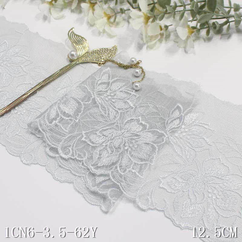 【1pack】-freedombeauty|Multicolor Mesh Ancient Style Single-Sided Polyester Flower Embroidery Lace DIY Clothing Curtain Lace Trim Accessories