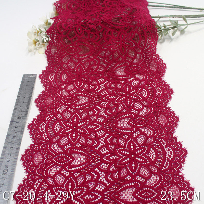 freedombeauty|Red Double-Sided Wavy Ethnic Style Elastic Eyelash Lace Trim Clothing Curtain 23cm Lace Trim Accessories