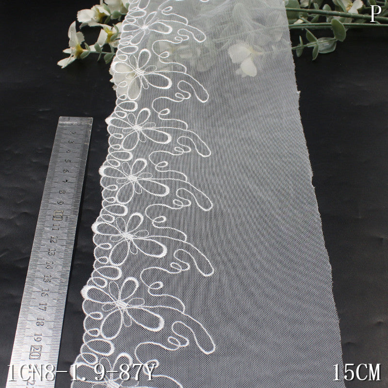 【1pack】-freedombeauty|Black and White Single Edge Fresh Butterfly Pattern Mesh Embroidery 14cm Clothing Home Textile Lace Trim DIY