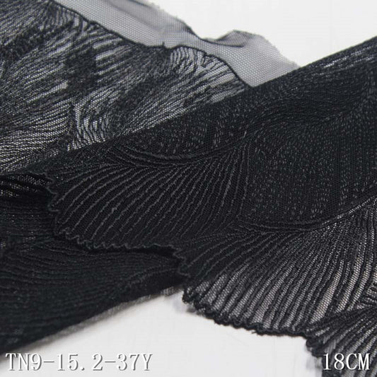 Freedombeauty | Black Mesh Polyester Thread Striped Two-Specification Embroidery Lace DIY Accessories Curtain Mother Dress Lace