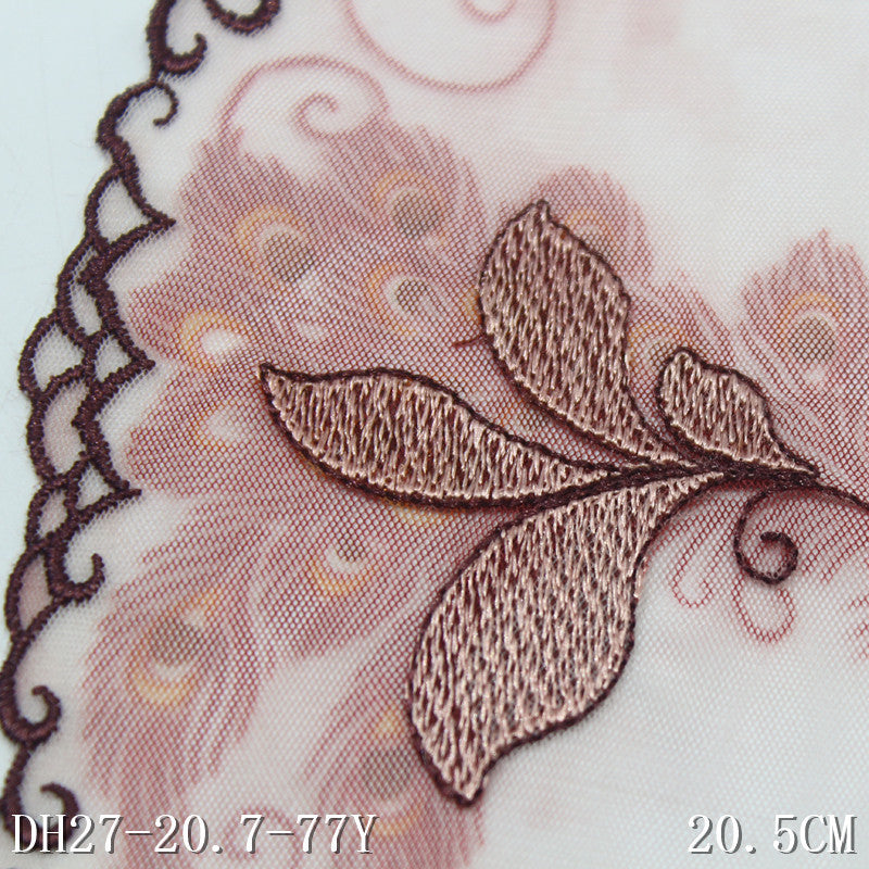 【1pack】-freedombeauty|Printed Mesh Single Edge Ancient Style Flower Embroidery Lace 20cm Traditional Hanfu Lace Trim DIY
