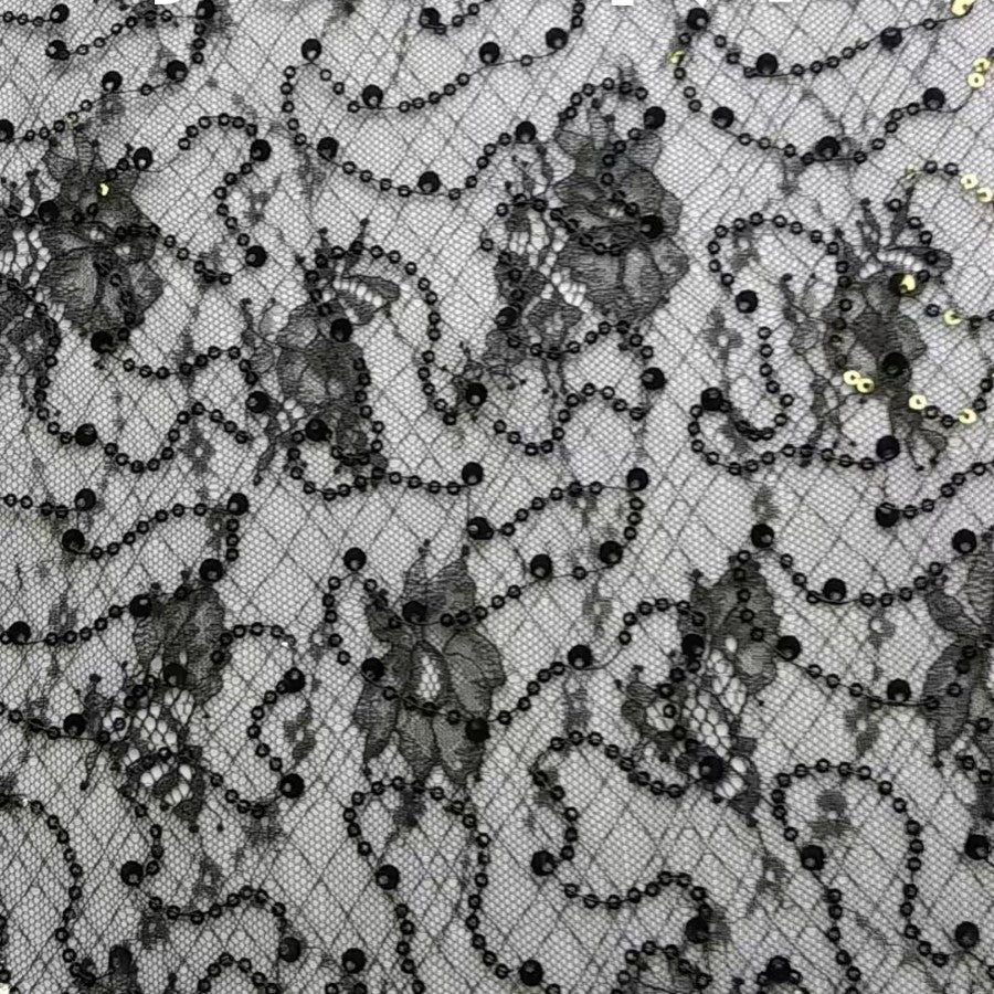 freedombeauty|Sequin Thin Nylon Non-Elastic Lace with Sequins Floral Leaf Base Clothing Accessories Decoration Children's Clothing Pocket