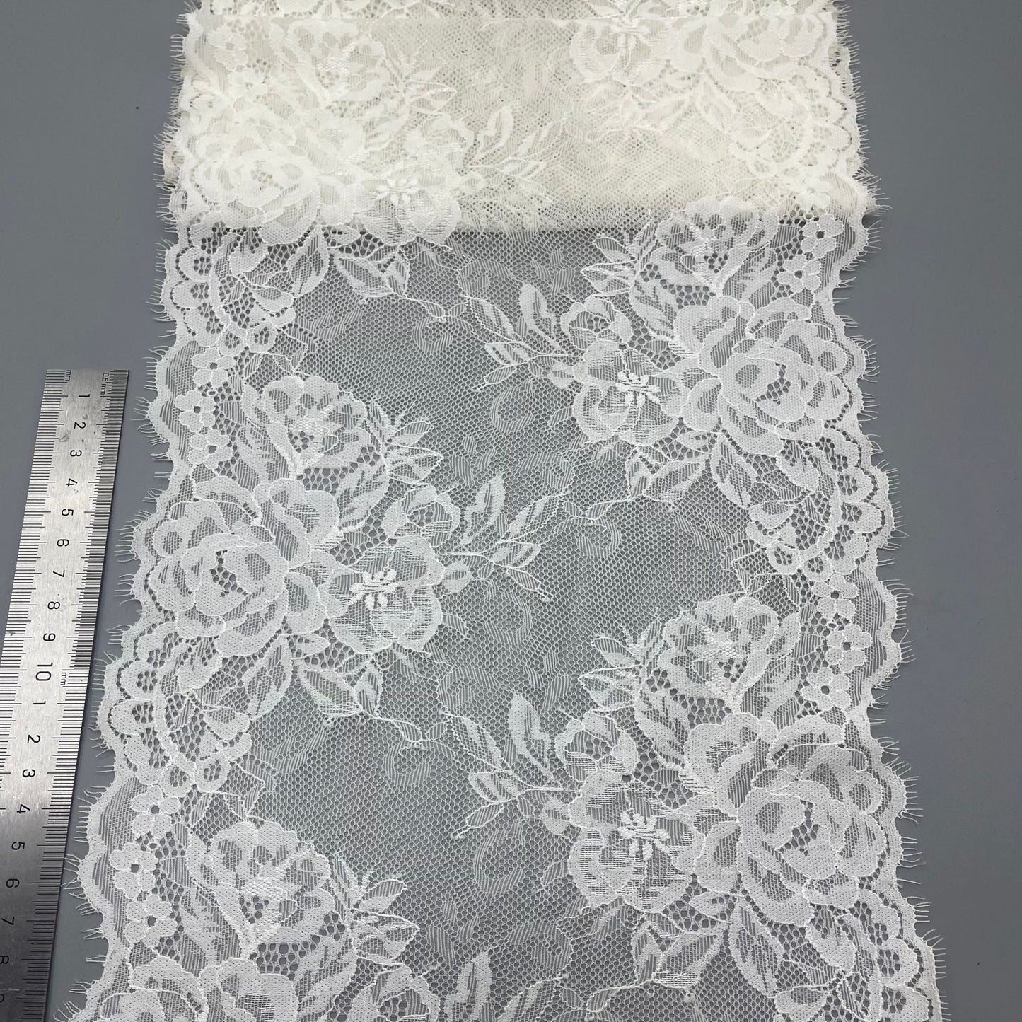 freedombeauty|23CM Elastic Eyelash Nylon Lace Trim Peony Hollow Lace DIY Wedding Dress Home Textile Accessories