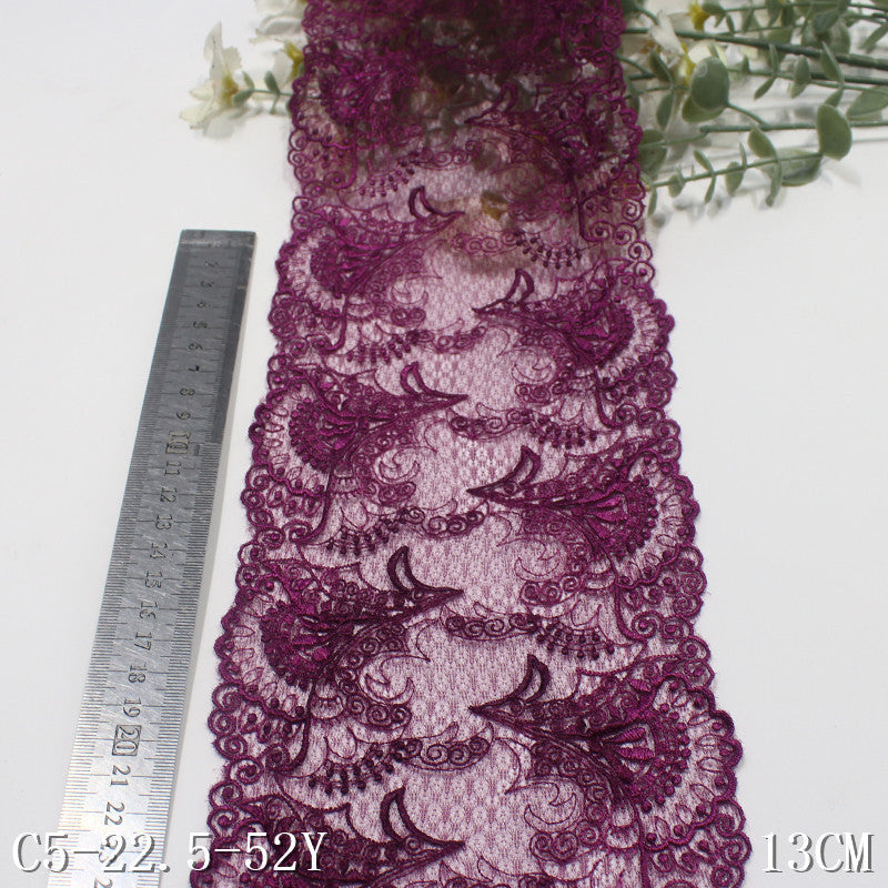 【1pack】-freedombeauty|Purple Lace Mesh Double-Sided Drum Pattern New Classical Embroidery Trim Textured Clothing Curtain Accessories