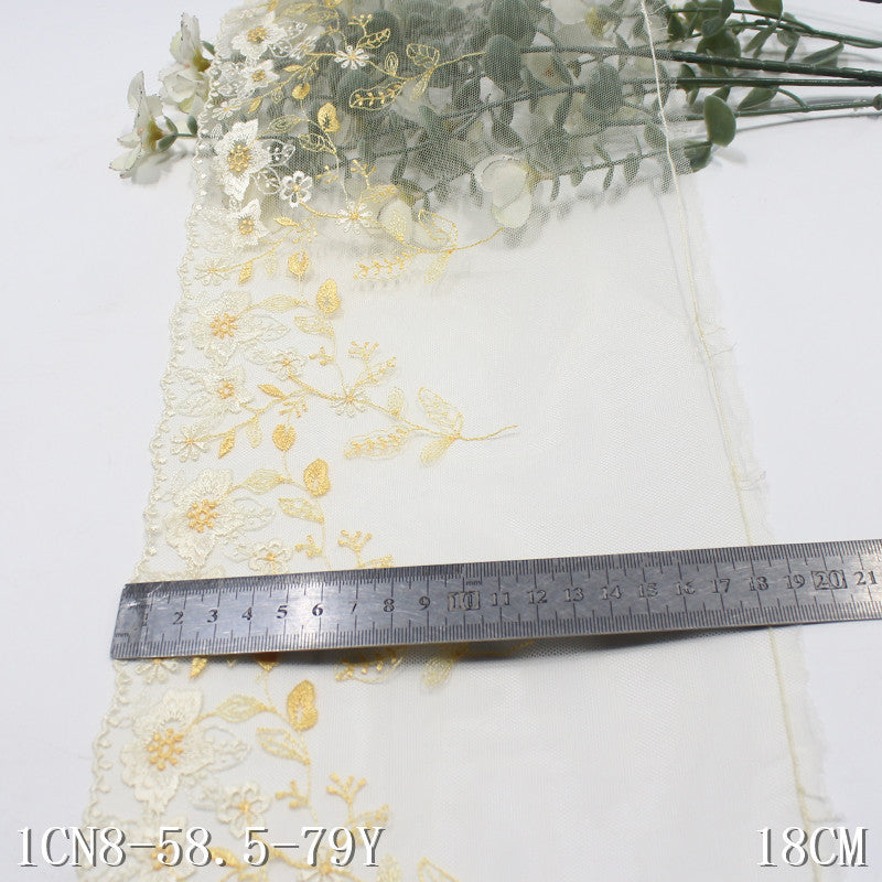 【1pack】-Freedombeauty | Two-Color Unilateral Fresh Flower Clusters Spring Embroidery Lace Clear Clothing Tablecloth the Cord Fabric Accessories DIY