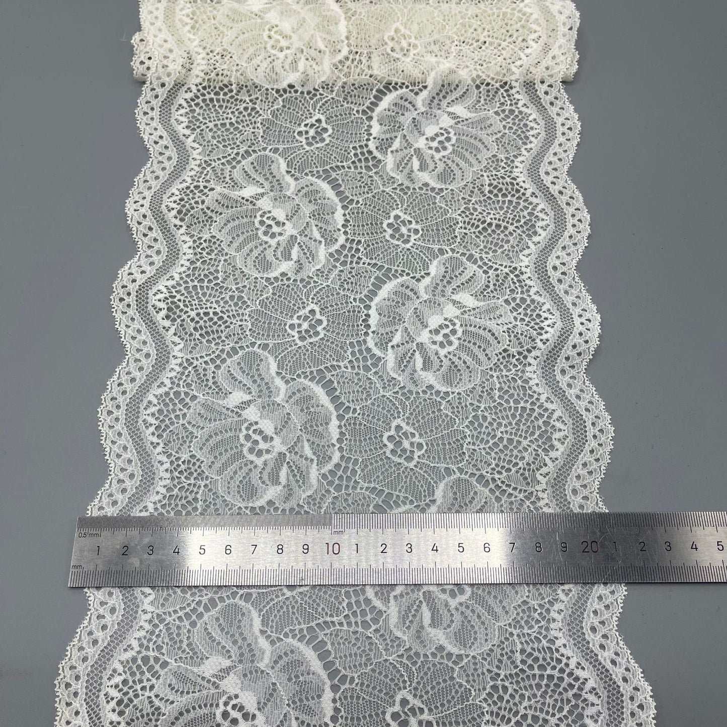 freedombeauty|21cm White Elastic Lace Trim Nylon Lace Accessories Handmade Wedding Dress Decoration Lace